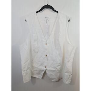 The Drop New! White Linen The Easy Vest 3X Lined Boxy Fit